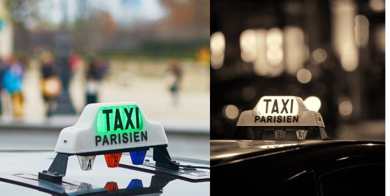 Deux images de taxis à Paris
